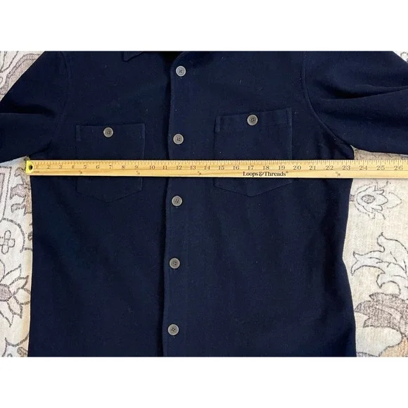 VNTG Tommy Bahama‎ Shirt Jacket Navy Blue Wool Shacket Nylon Size Medium - Picture 3 of 7